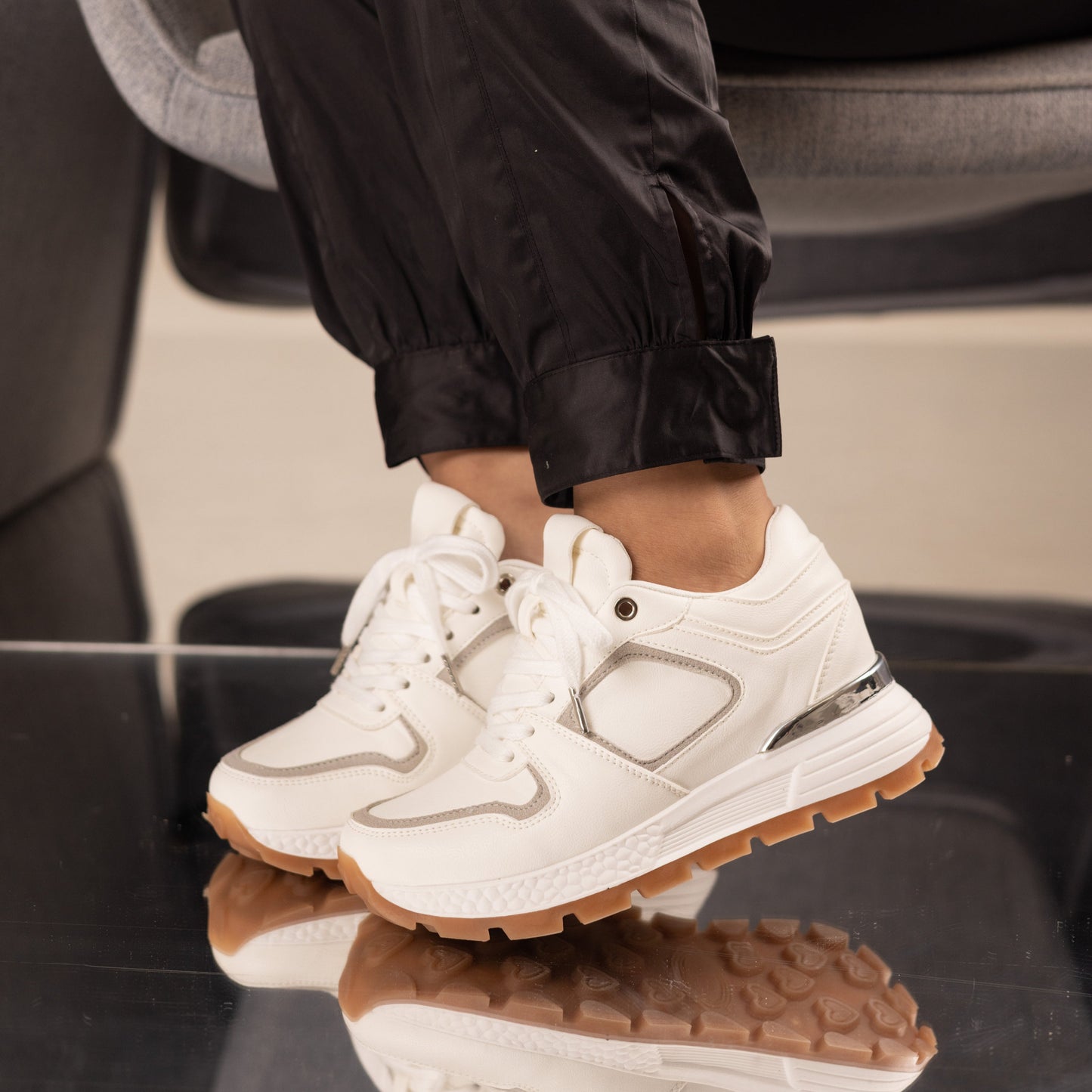 Zapatos De Mujer CalzAristy BECCA Blanco Gris - Estilo Elegante