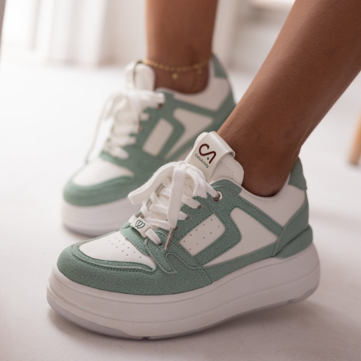 Zapatos De Mujer CalzAristy ABBI Blanco Verde - Estilo Fresco