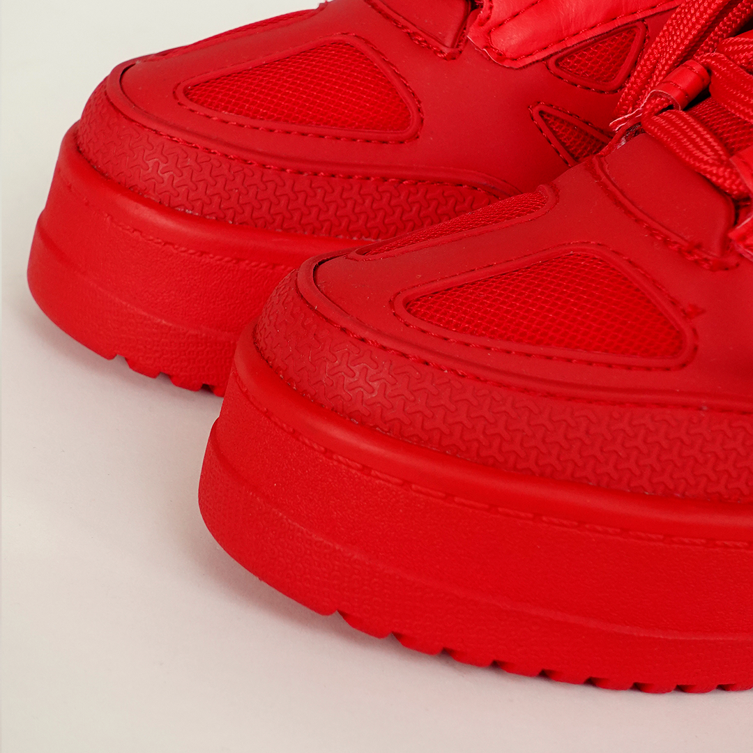 Tenis casuales con flor lateral y piedras brillantes AMAIA-2 Rojo