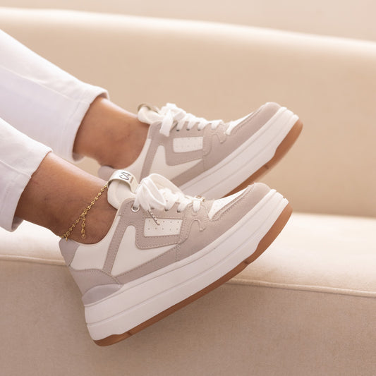 Zapatos De Mujer CalzAristy ABBI Blanco Gris - Estilo Moderno