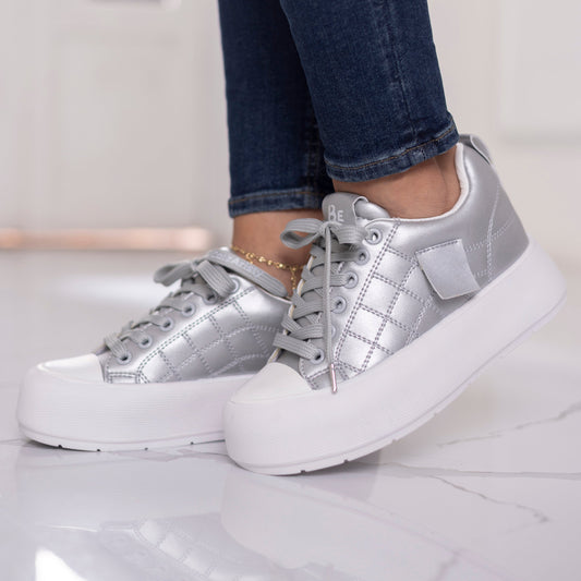 Zapatillas NIA Plateadas con Plataforma para Mujer | Estilo Urbano Calzaristy