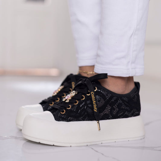 Tenis plataforma ELENA en color negro para mujer – CalzAristy