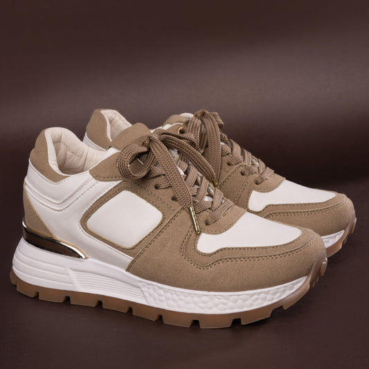 Zapatos De Mujer CalzAristy BECCA Blanco Con Mocha Mousse - Clásicos con Toque Moderno