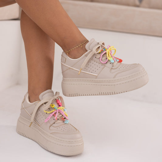Zapatos De Mujer CalzAristy AIMÉ Taupe - Charms Personalizables