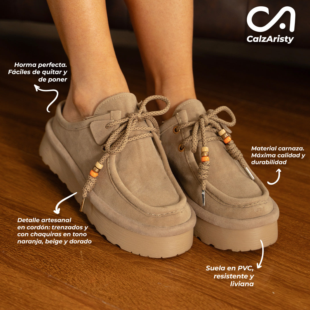 Suecos SABINA en carnaza Camel con suela chunky | Comodidad y estilo premium