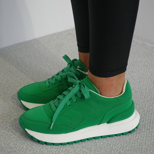 Tenis clásicos en material tipo seda Boom verde antioquia