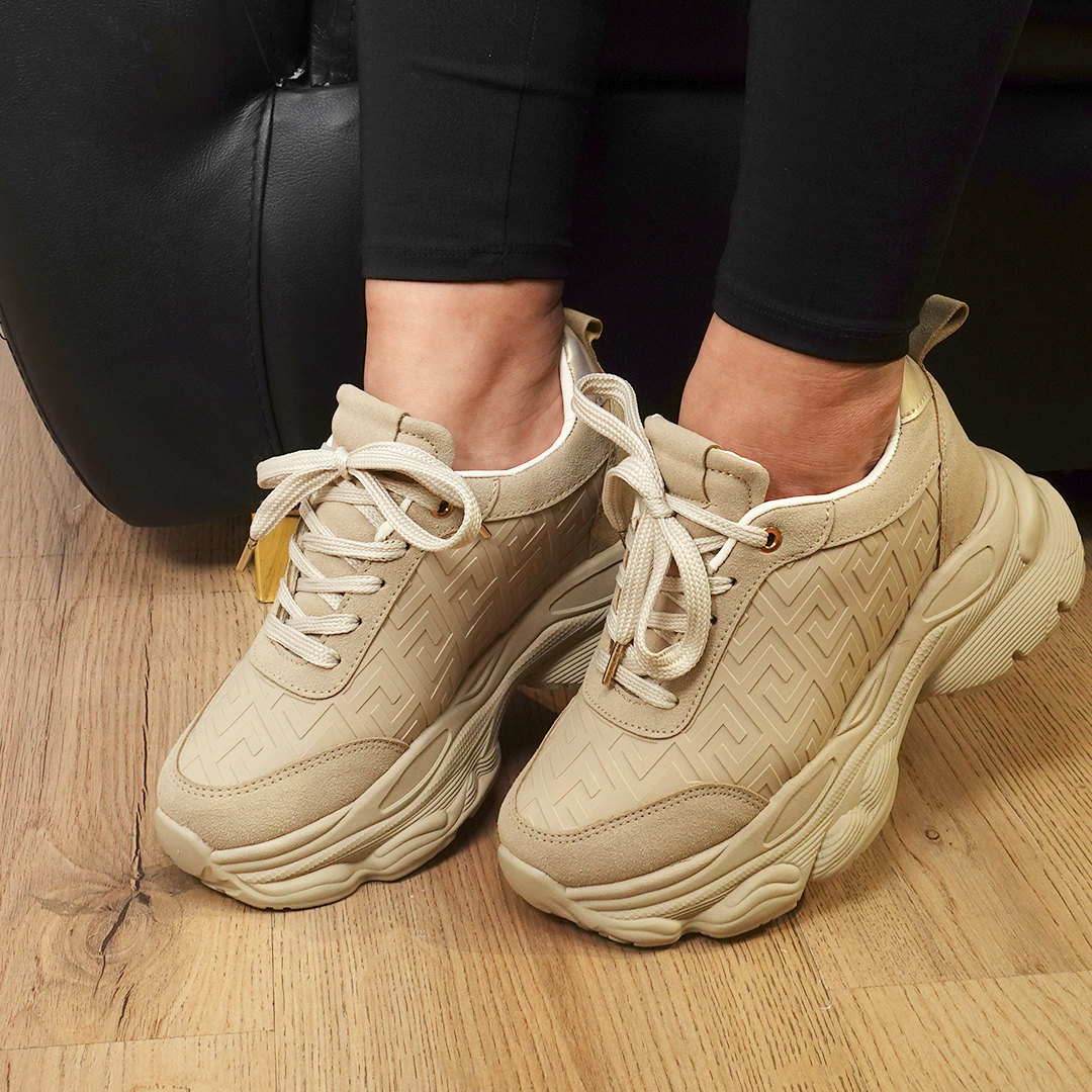 Tenis urbanos con textura geométrica FRIDA Taupe