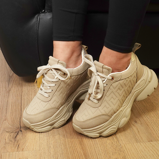 Tenis urbanos con textura geométrica FRIDA Taupe
