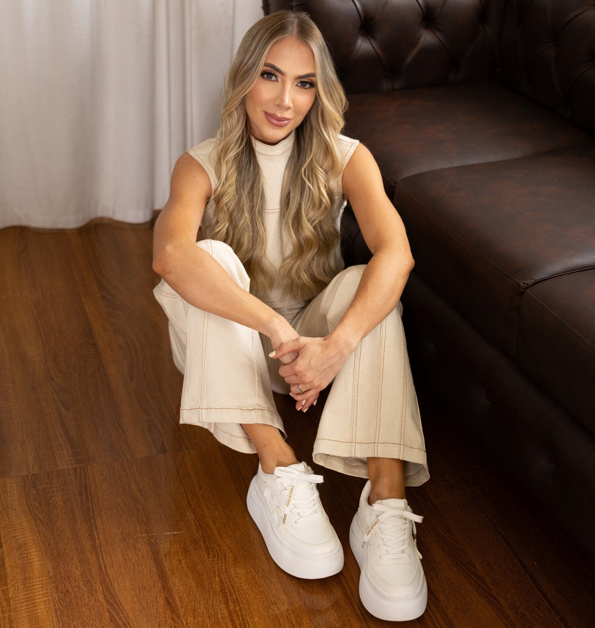 Tenis Martina Blancos con Corazones - Plataforma Chunky