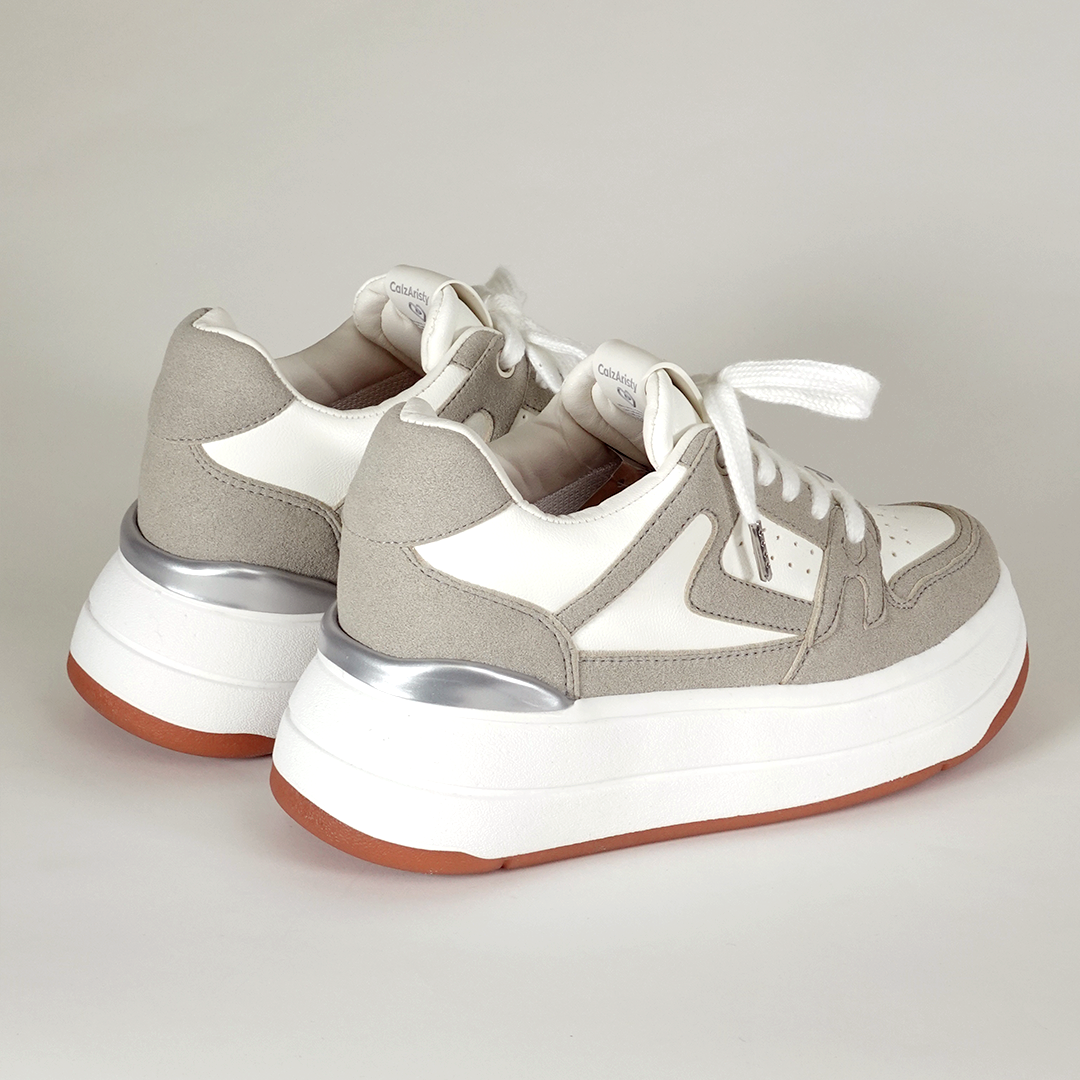 Zapatos De Mujer CalzAristy ABBI Blanco Gris - Estilo Moderno