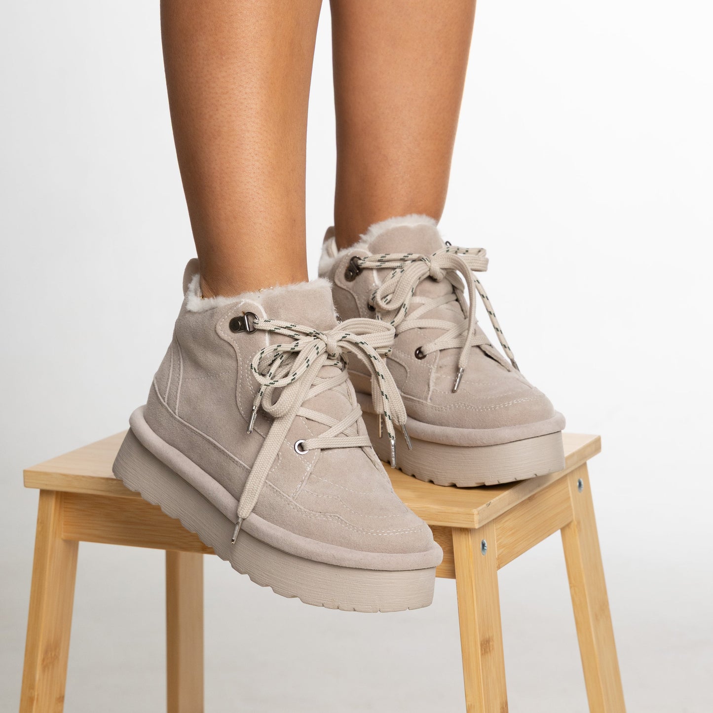 Botines ATENEA Camel CALZARISTY | Botas cómodas con plataforma y forro cálido