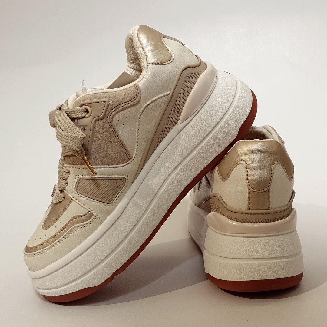 Zapatos De Mujer CalzAristy TANIA Beige – Plataforma Urbana con Toque Sofisticado
